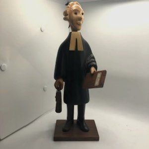 Vintage Britto Romer Hand Carved Wood Judge/ Lawyer Made in Italy